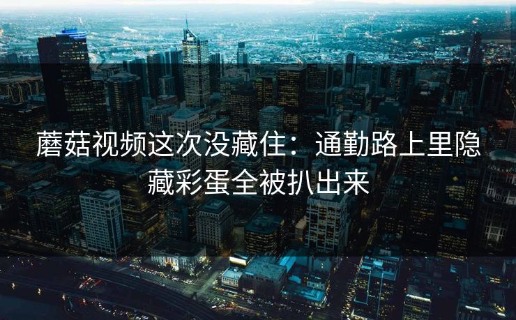 蘑菇视频这次没藏住：通勤路上里隐藏彩蛋全被扒出来