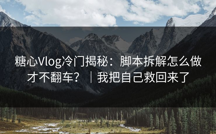 糖心Vlog冷门揭秘：脚本拆解怎么做才不翻车？｜我把自己救回来了