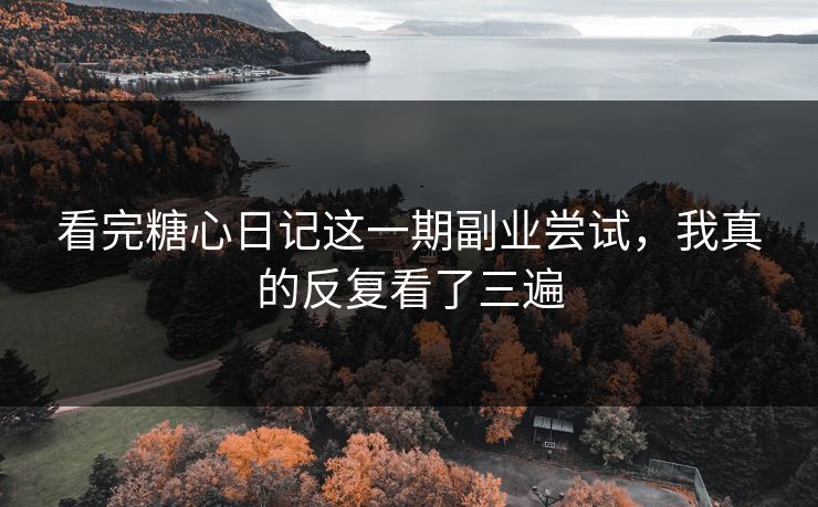 看完糖心日记这一期副业尝试，我真的反复看了三遍