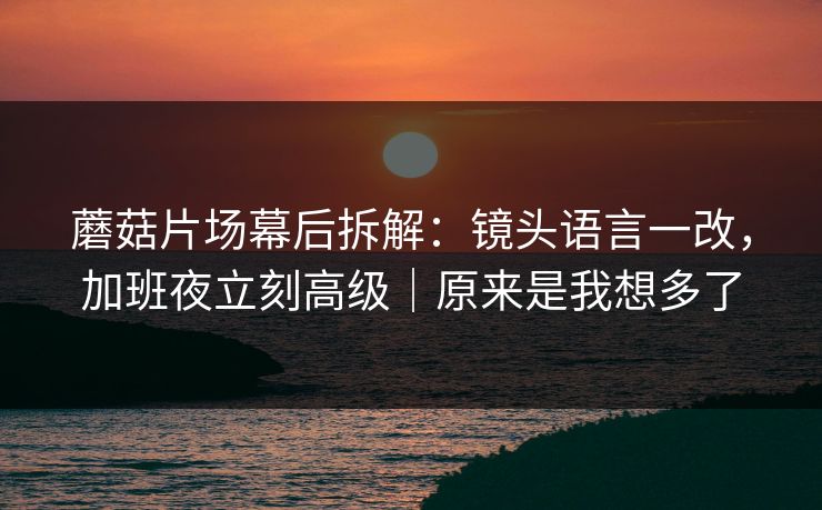 蘑菇片场幕后拆解：镜头语言一改，加班夜立刻高级｜原来是我想多了