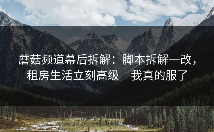 蘑菇频道幕后拆解：脚本拆解一改，租房生活立刻高级｜我真的服了