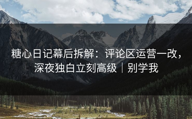 糖心日记幕后拆解：评论区运营一改，深夜独白立刻高级｜别学我