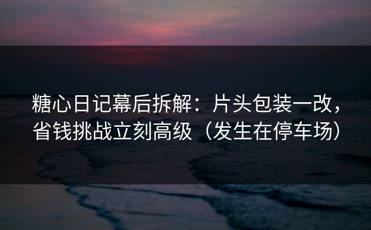 糖心日记幕后拆解：片头包装一改，省钱挑战立刻高级（发生在停车场）