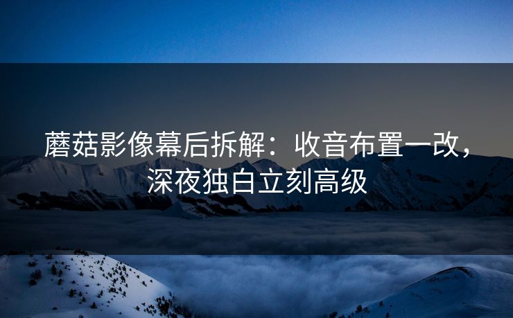 蘑菇影像幕后拆解：收音布置一改，深夜独白立刻高级