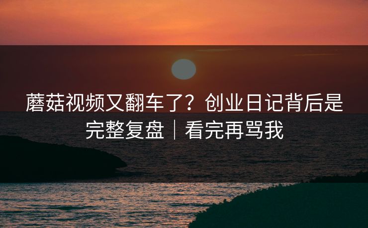 蘑菇视频又翻车了？创业日记背后是完整复盘｜看完再骂我