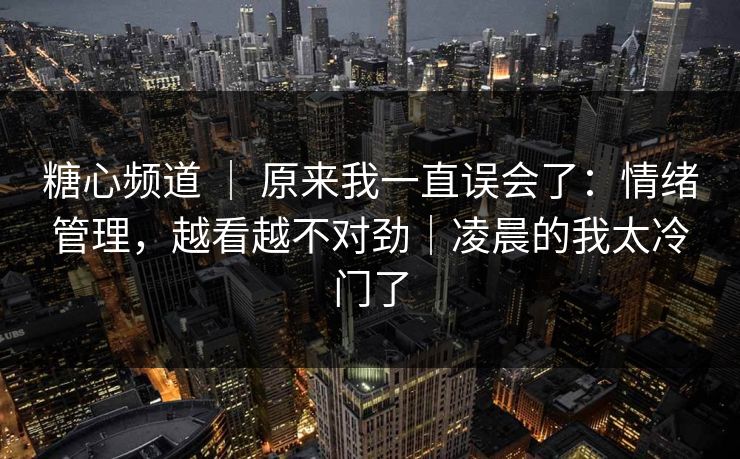 糖心频道 ｜ 原来我一直误会了：情绪管理，越看越不对劲｜凌晨的我太冷门了