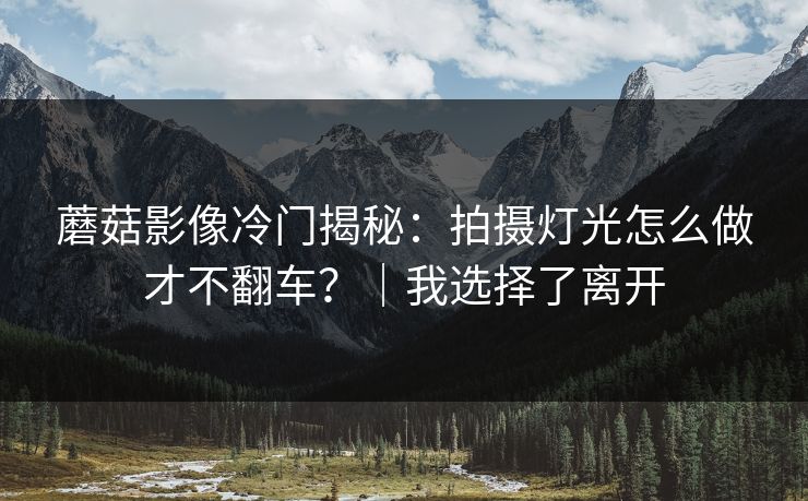 蘑菇影像冷门揭秘：拍摄灯光怎么做才不翻车？｜我选择了离开