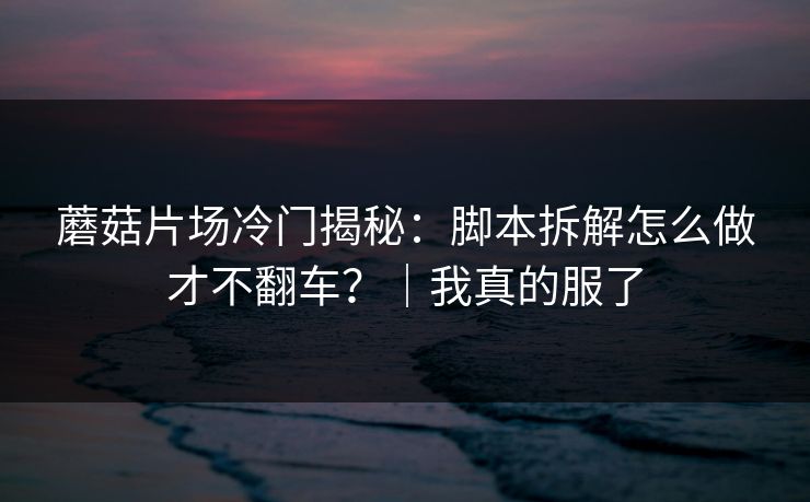 蘑菇片场冷门揭秘：脚本拆解怎么做才不翻车？｜我真的服了